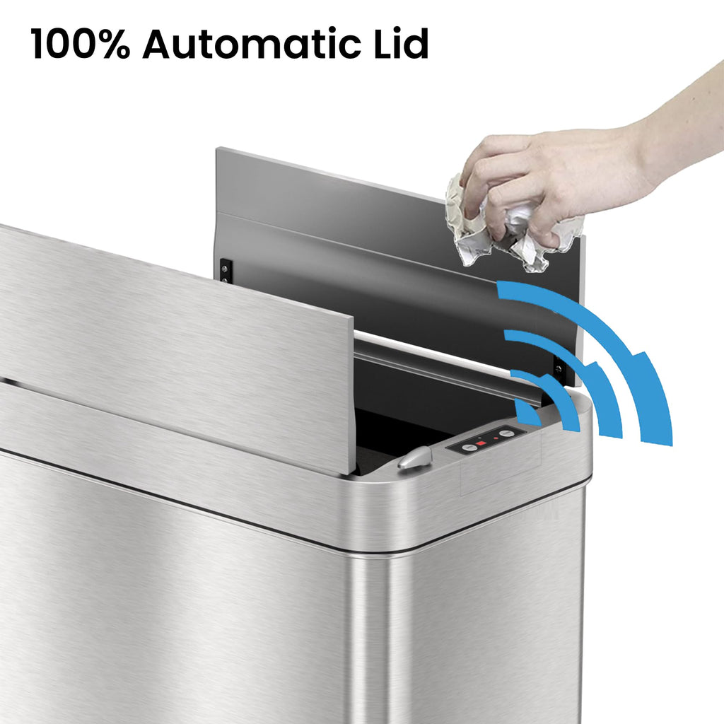 13 Gallon Sensor Kitchen Trash Can with Lid & Wheels X878