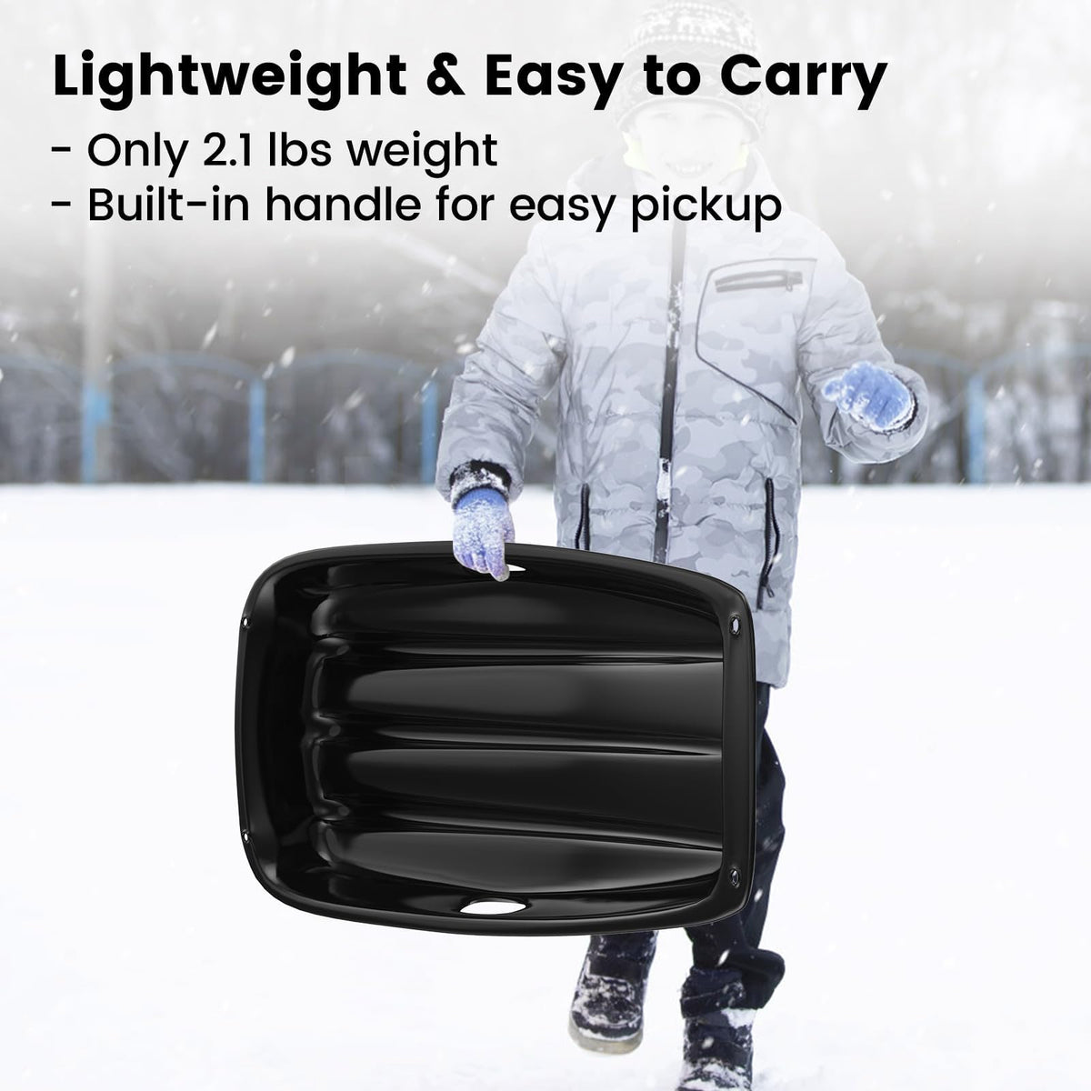 Cold-Resistant Plastic Toboggan Sled with Pull Rope D508
