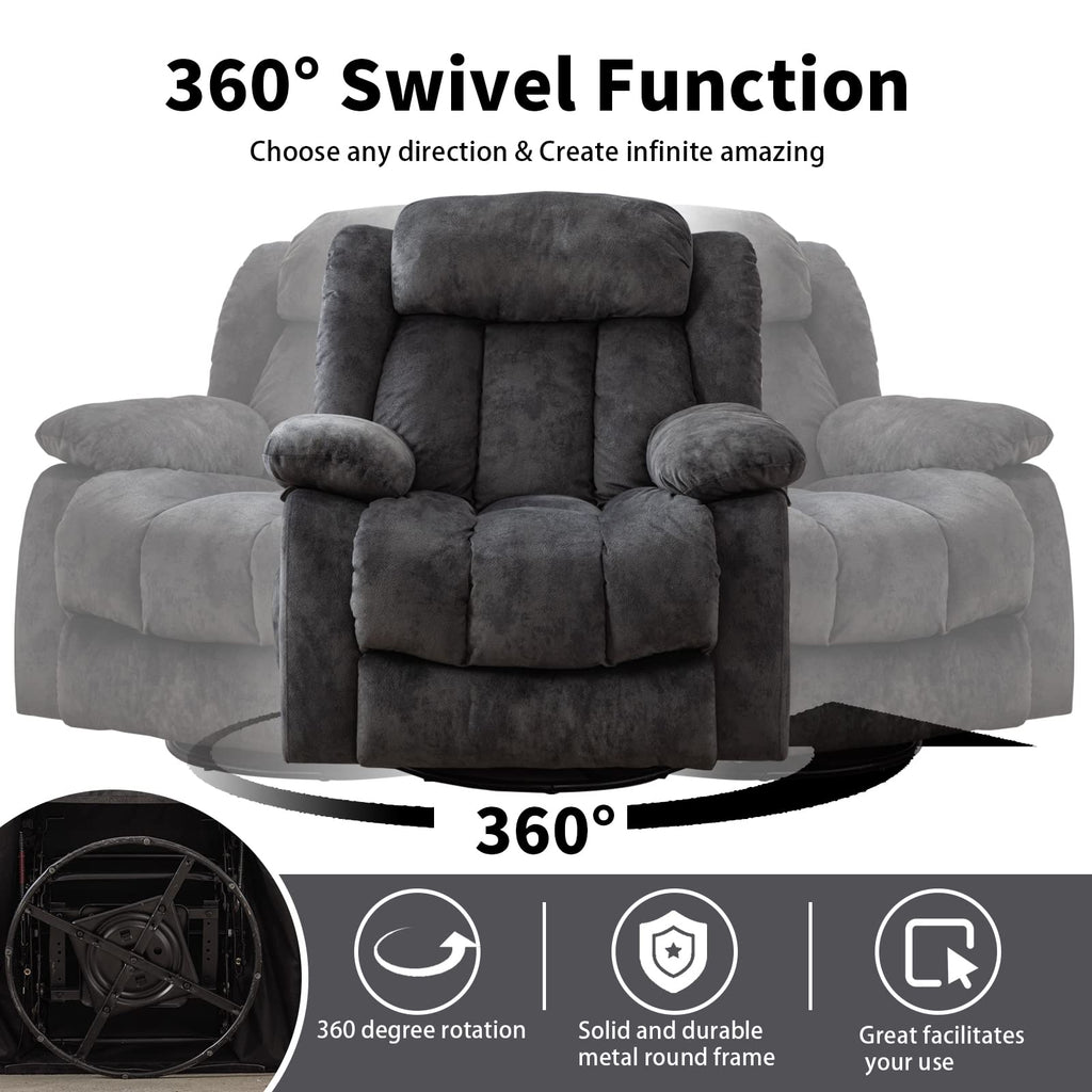 Gray Massage Swivel Rocker Recliner Chair K1729