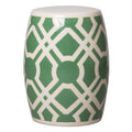 18 in. Glossy Glaze Meadow Green Round Ceramic Garden Stool Q9786