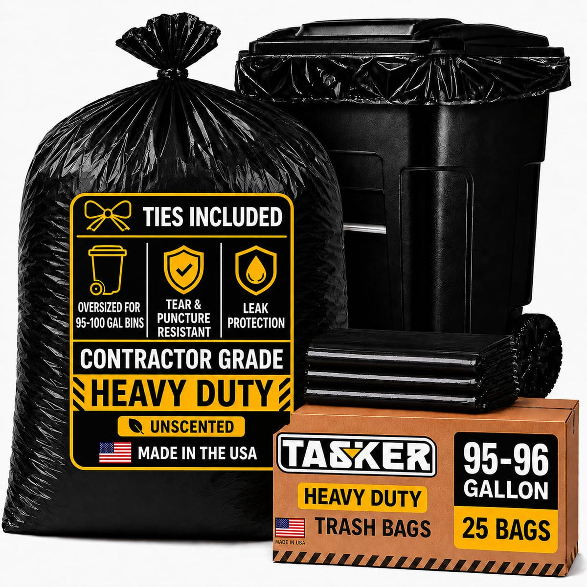 95 Gallon 2 Mil Heavy Duty Trash Bags 25 Count K9500