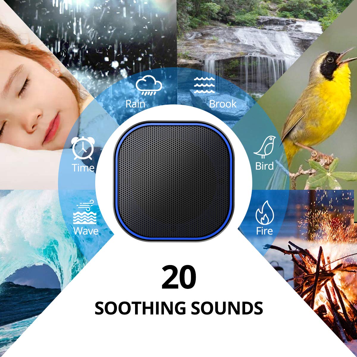 White Noise Machine with 20 Non Looping Sounds U70764