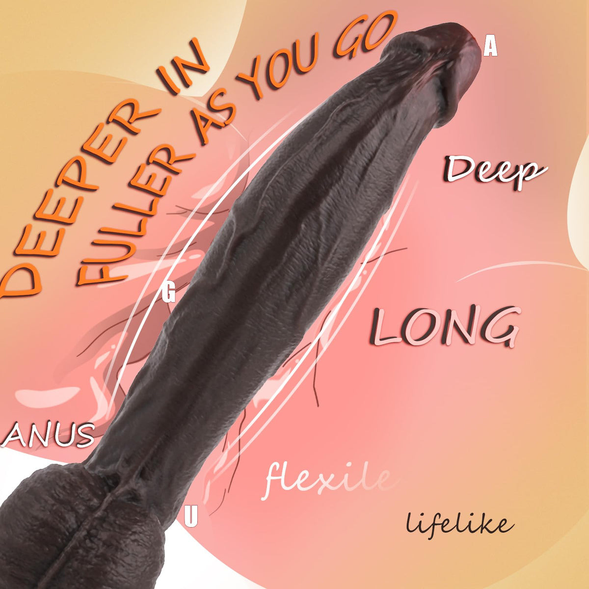 11.6 Inch Black Silicone Dildo M639938