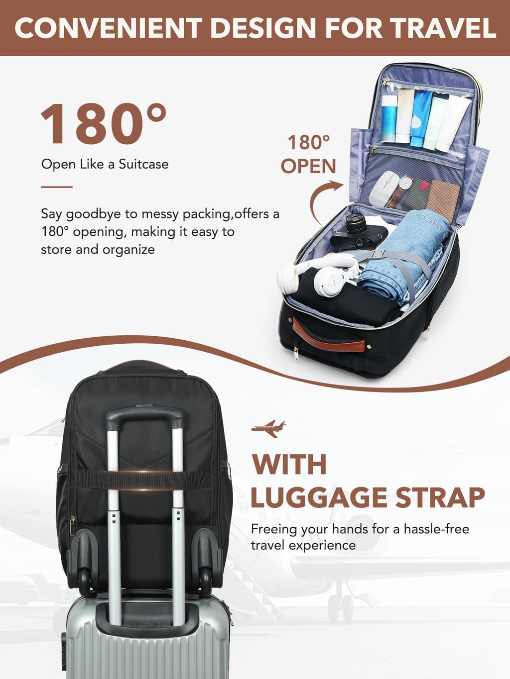Rolling Large Travel Backpack with Wheels H7715