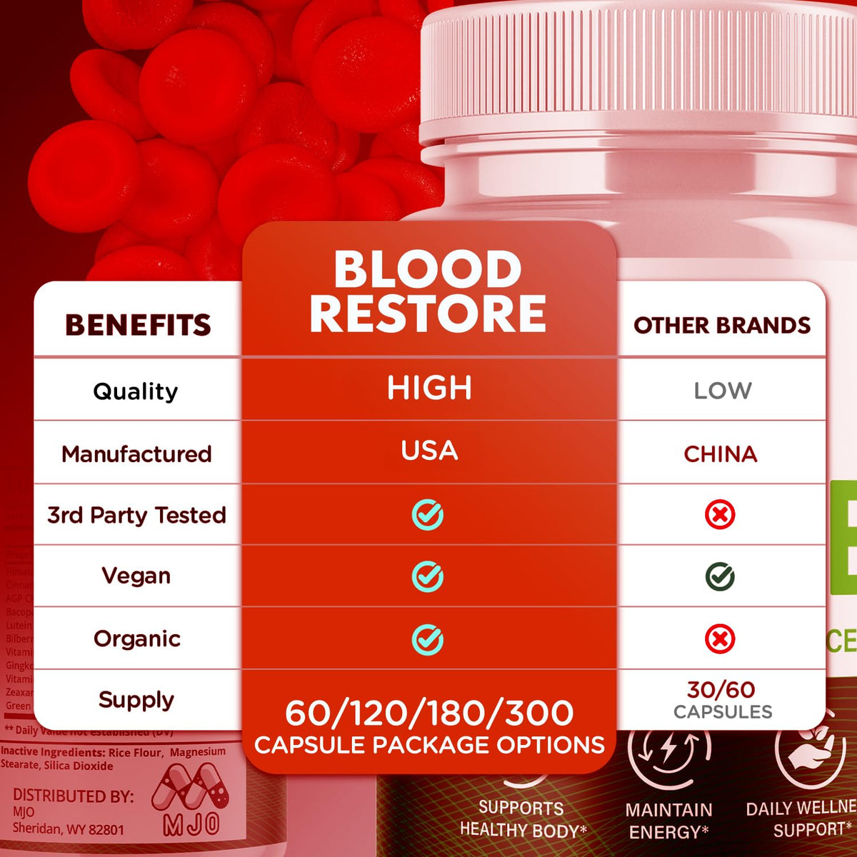 3 Pack Blood Restore Capsules 180 Capsules E733323