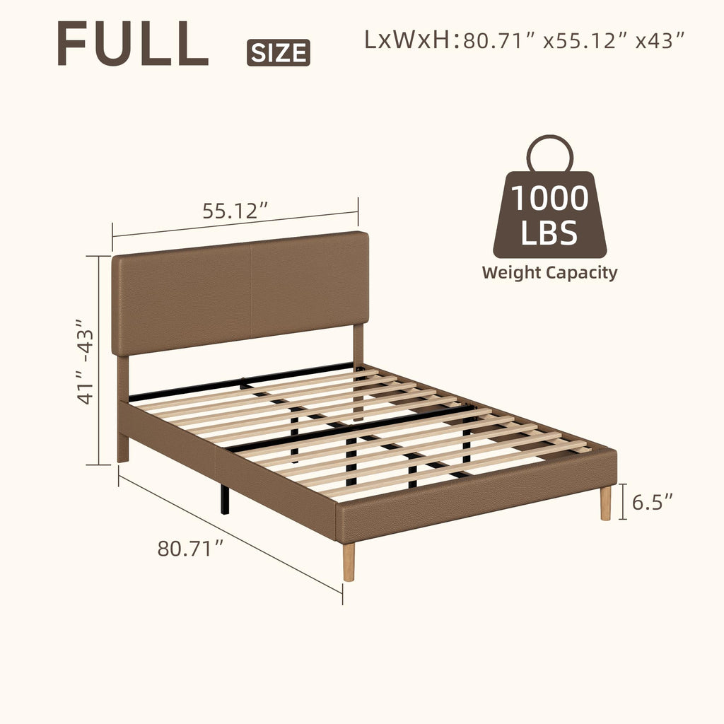 Minimalist Leather Bed Frame with Adjustable Headboard H420