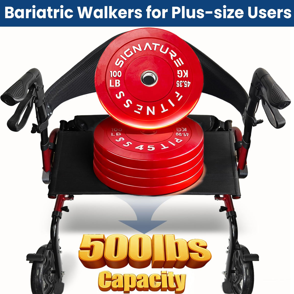 Bariatric Rollator Walker with Wide Seat Q696379
