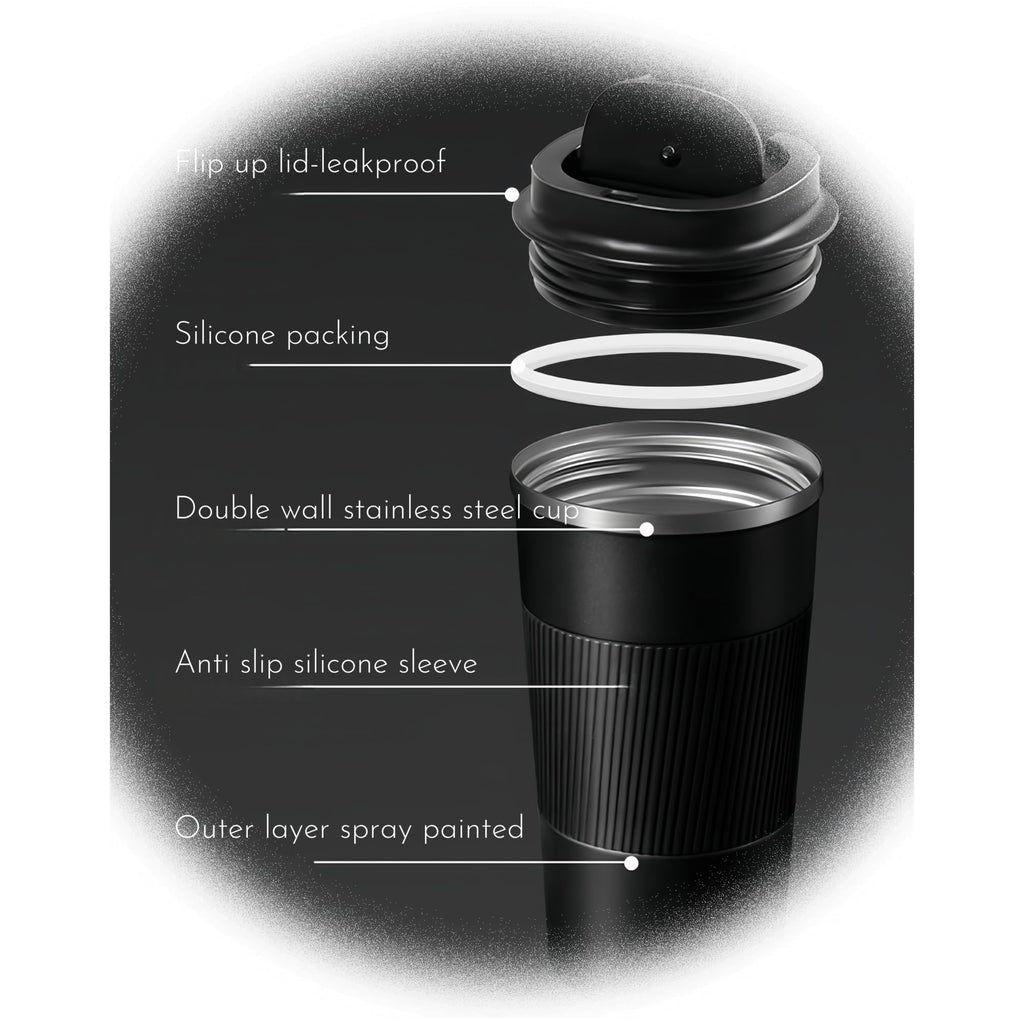 Stainless Steel Insulated Travel Coffee Mug Flip up Tumbler, Double wall Leak Proof Vacuum Cup Keep Drink Cold and Hot (Red, 17 Ounces) P19536