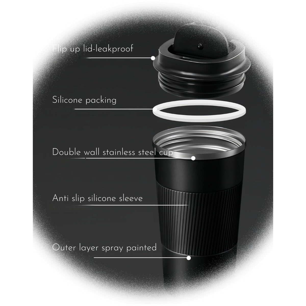 Stainless Steel Insulated Travel Coffee Mug Flip up Tumbler, Double wall Leak Proof Vacuum Cup Keep Drink Cold and Hot (Red, 17 Ounces) P19536