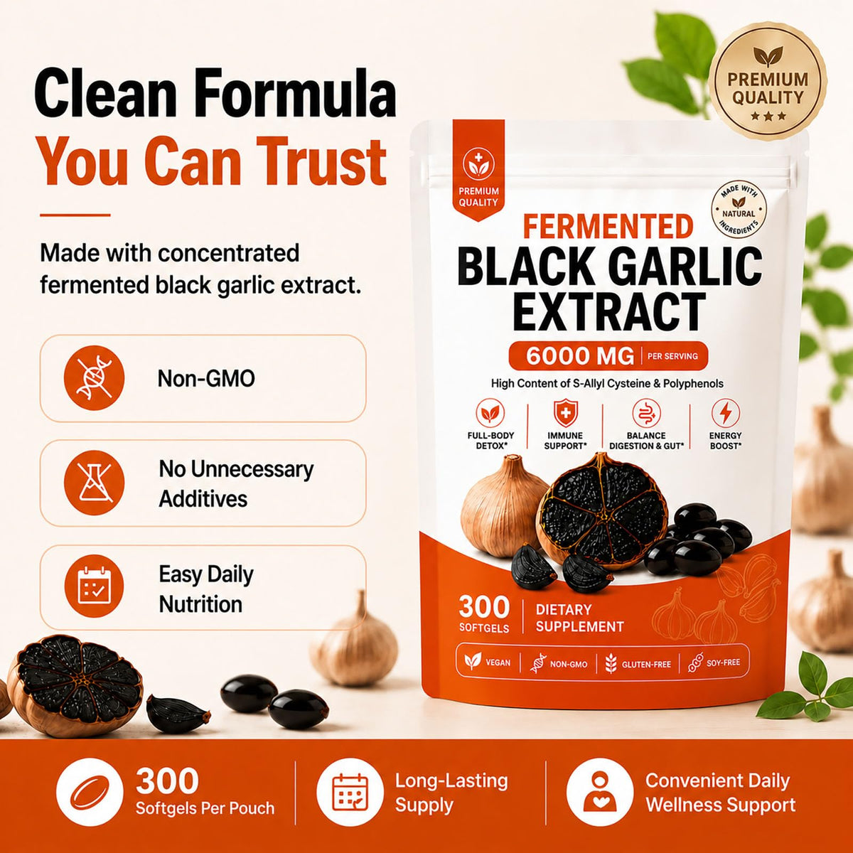 Black Garlic Extract Capsules, 300 Softgels P8144