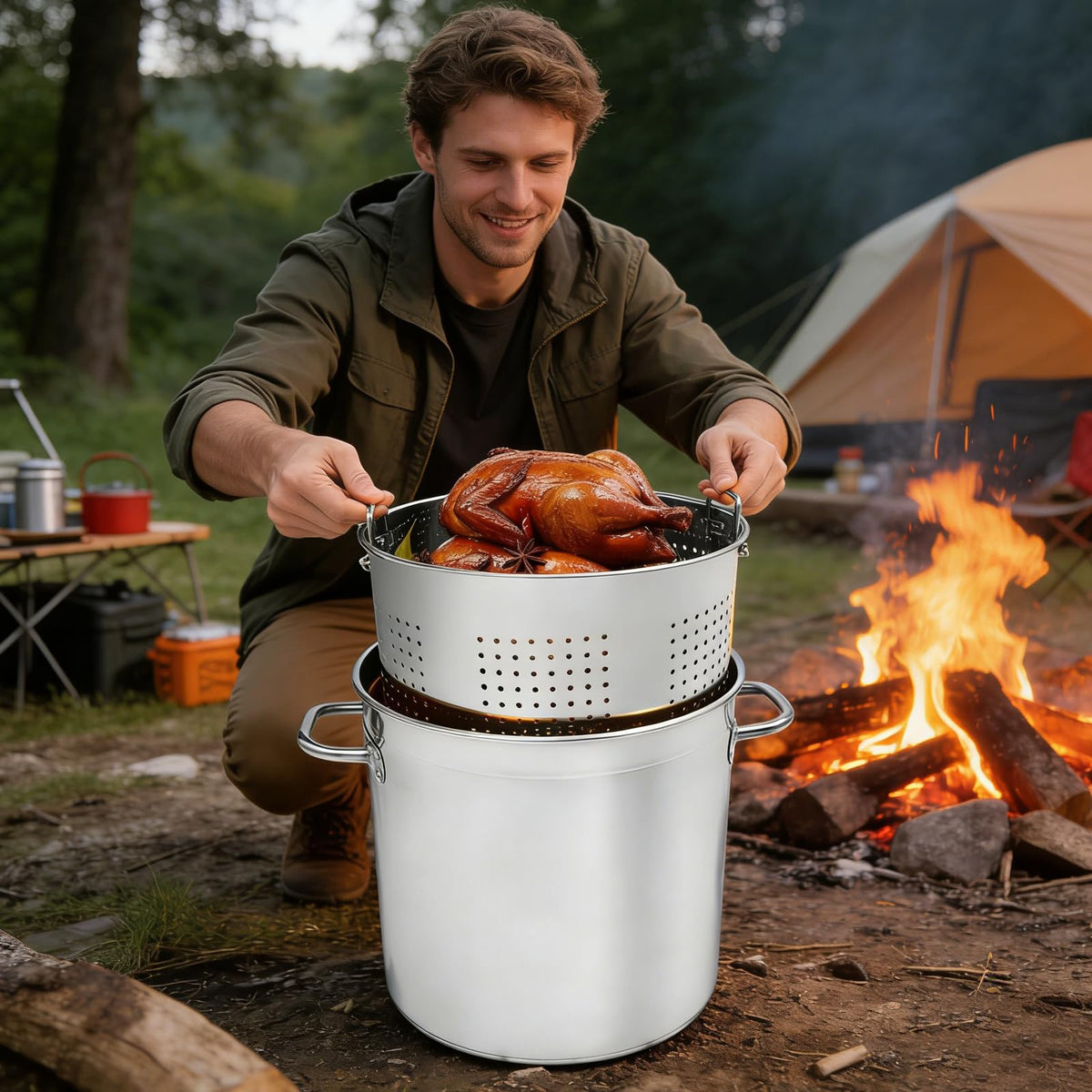 78 Qt Stainless Steel Stock Pot with Lid J1460
