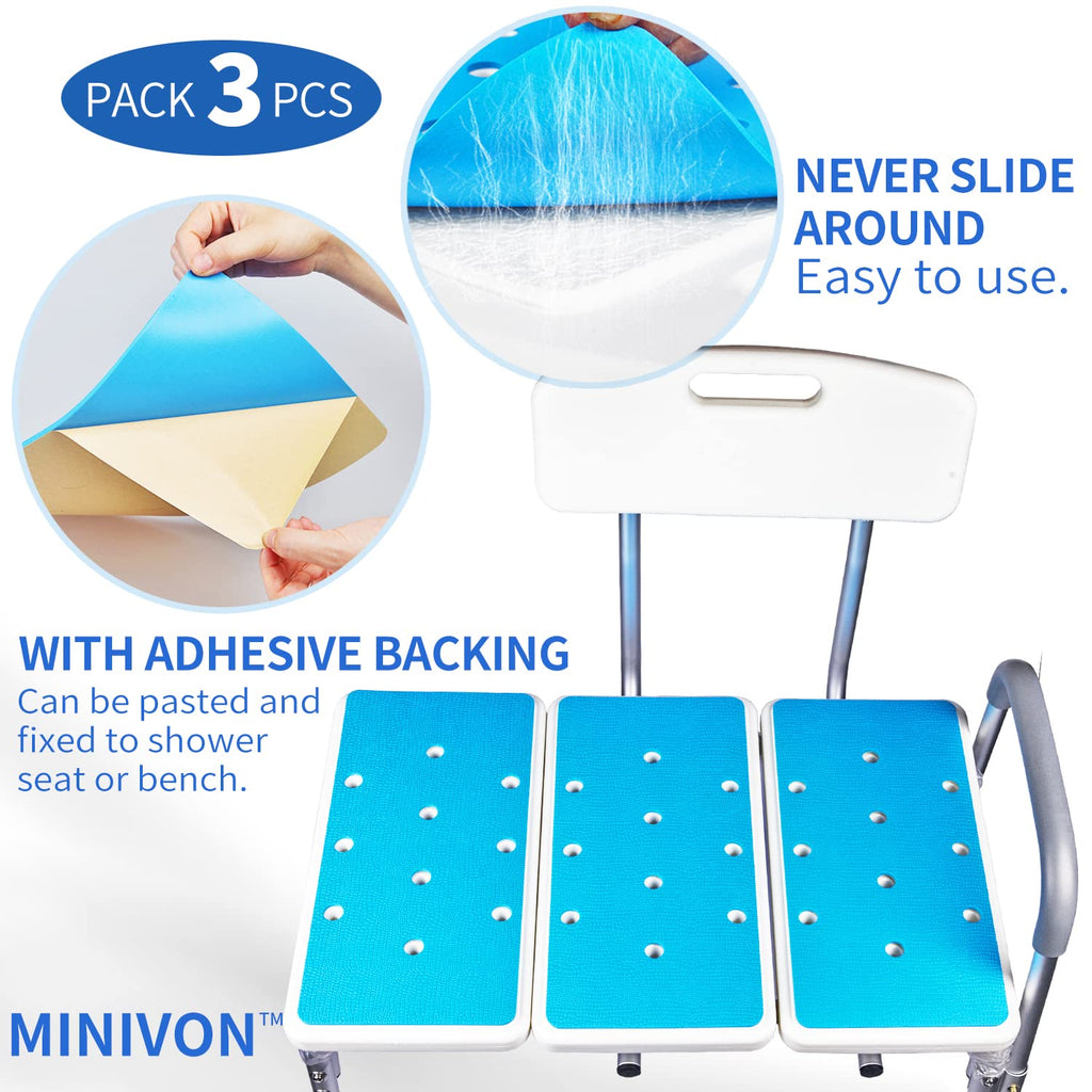 3 PCS Anti-Skid Shower Chair Mats with Adhesive Backing X346