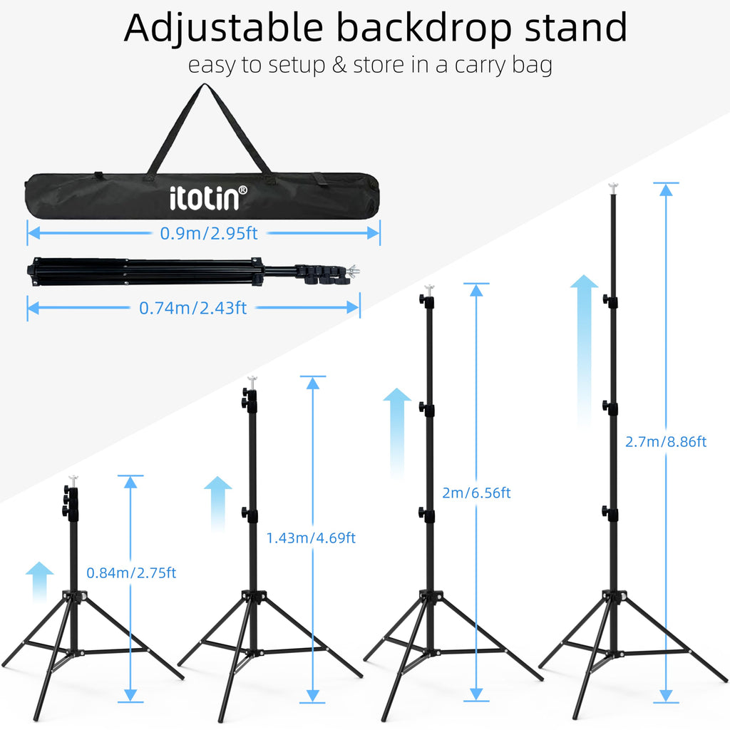 Adjustable Photo Backdrop Stand 9ft x 10ft with Carry Bag Q107