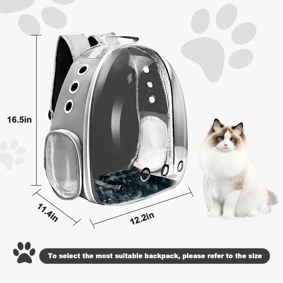 Grey Ventilated Cat Backpack Carrier X6488