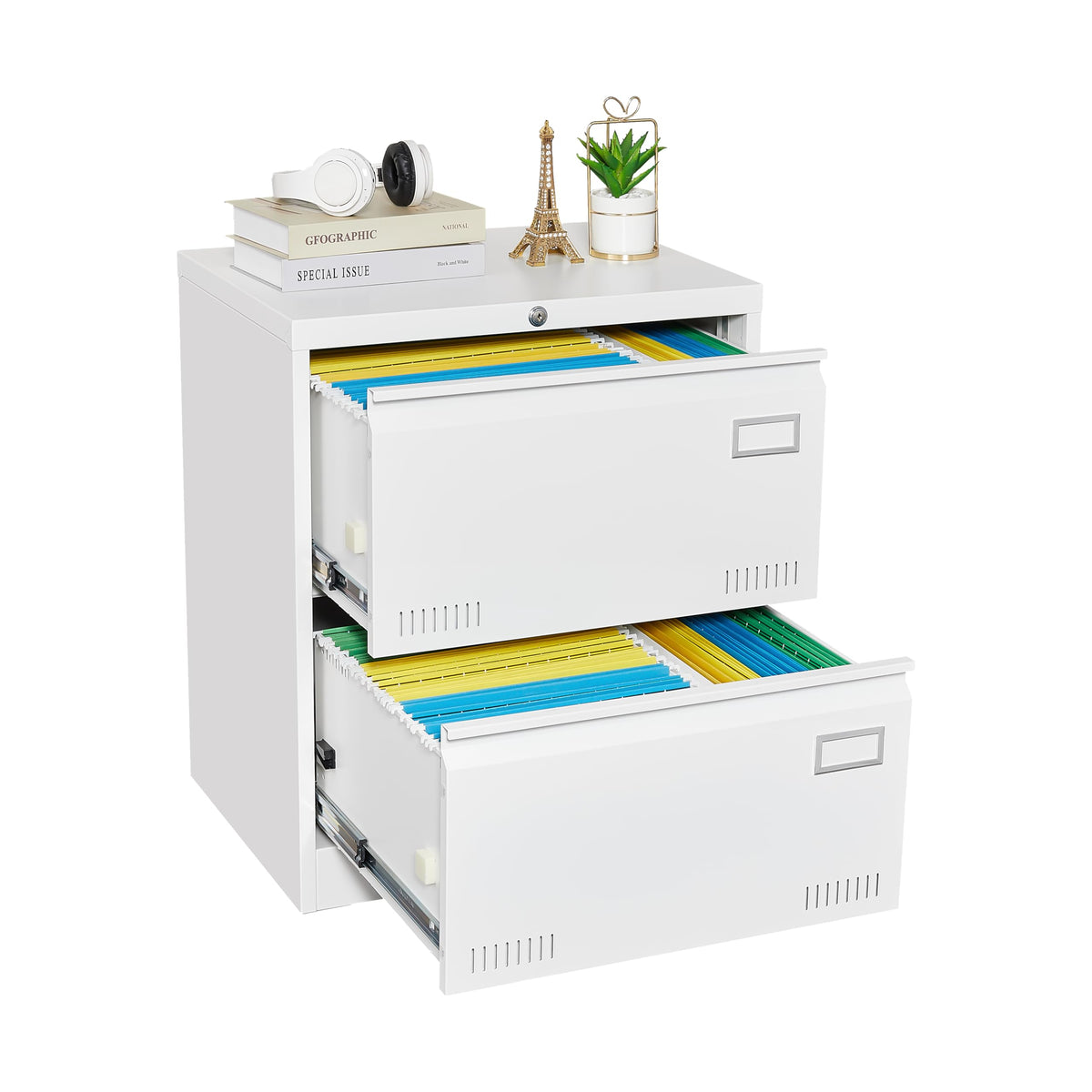 White 2 Drawer Metal Lockable File Cabinet L246702