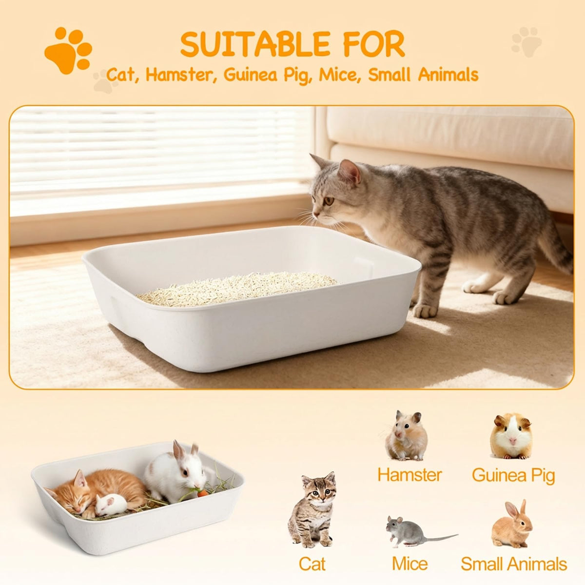 Disposable Cat Litter Boxes White Large 6-Pack U81045
