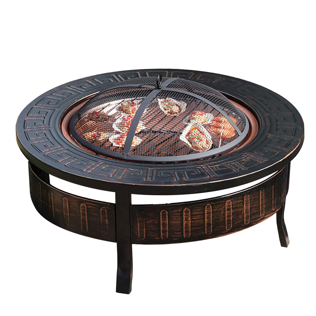 Wood-Burning Fire Pit Bowl with Spark Screen B41880