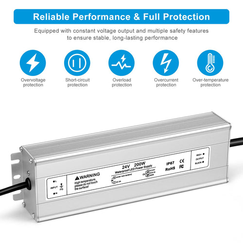 24V 200W IP67 Waterproof LED Power Supply G36230