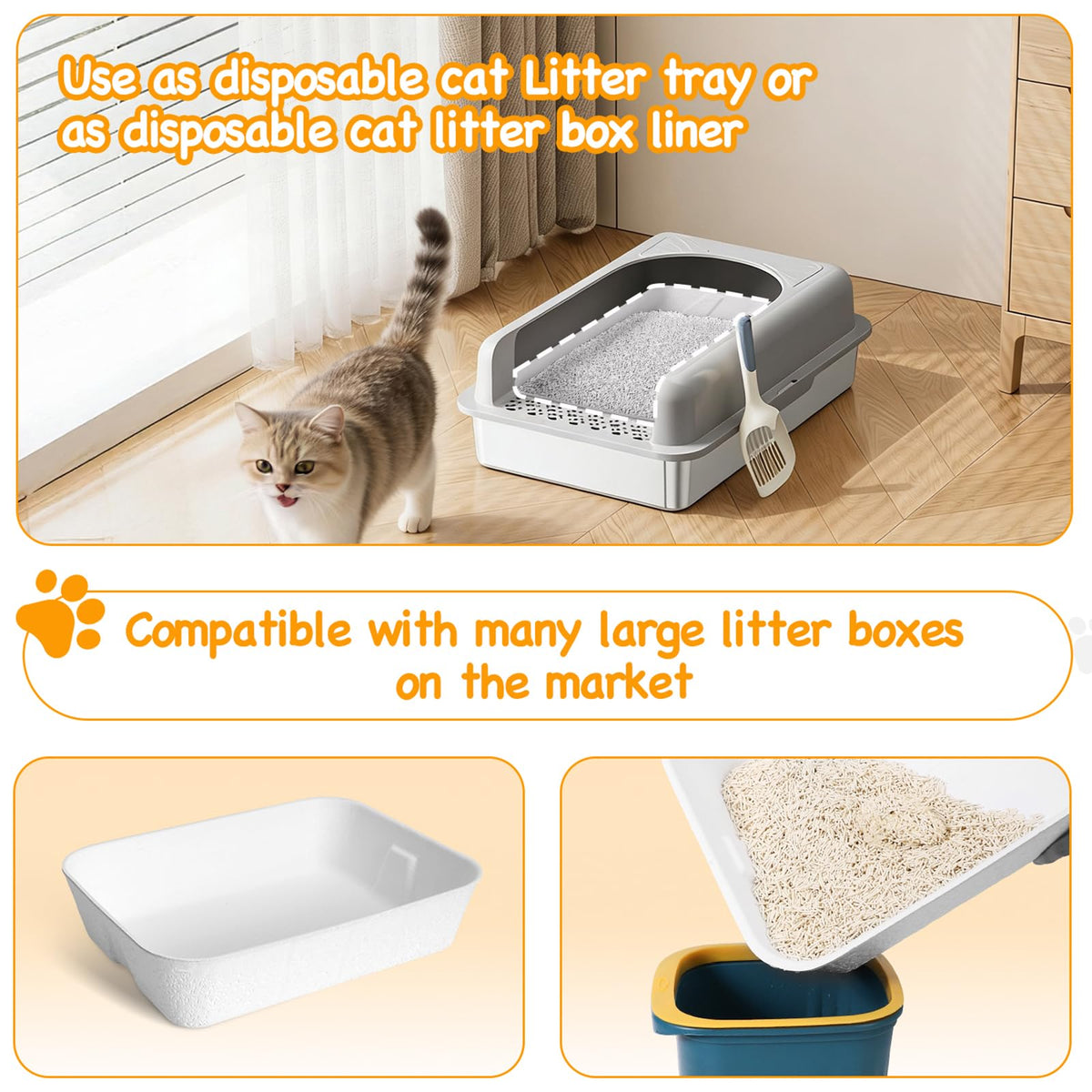 Disposable Cat Litter Boxes White Large 6-Pack U81045
