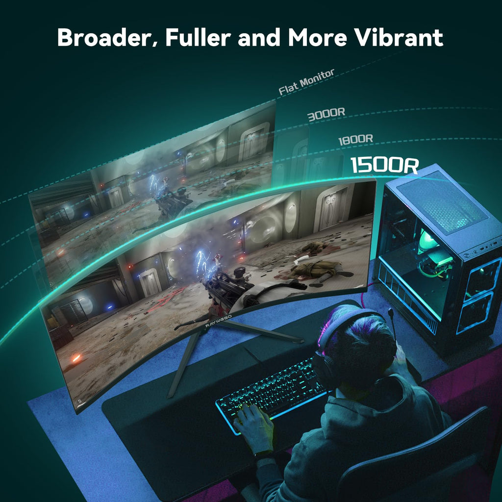 34 Inch Curved Ultrawide Gaming Monitor, UWQHD 165Hz, 1500R N4712