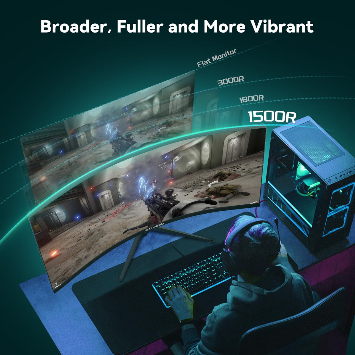 34 Inch Curved Ultrawide Gaming Monitor, UWQHD 165Hz, 1500R N4712