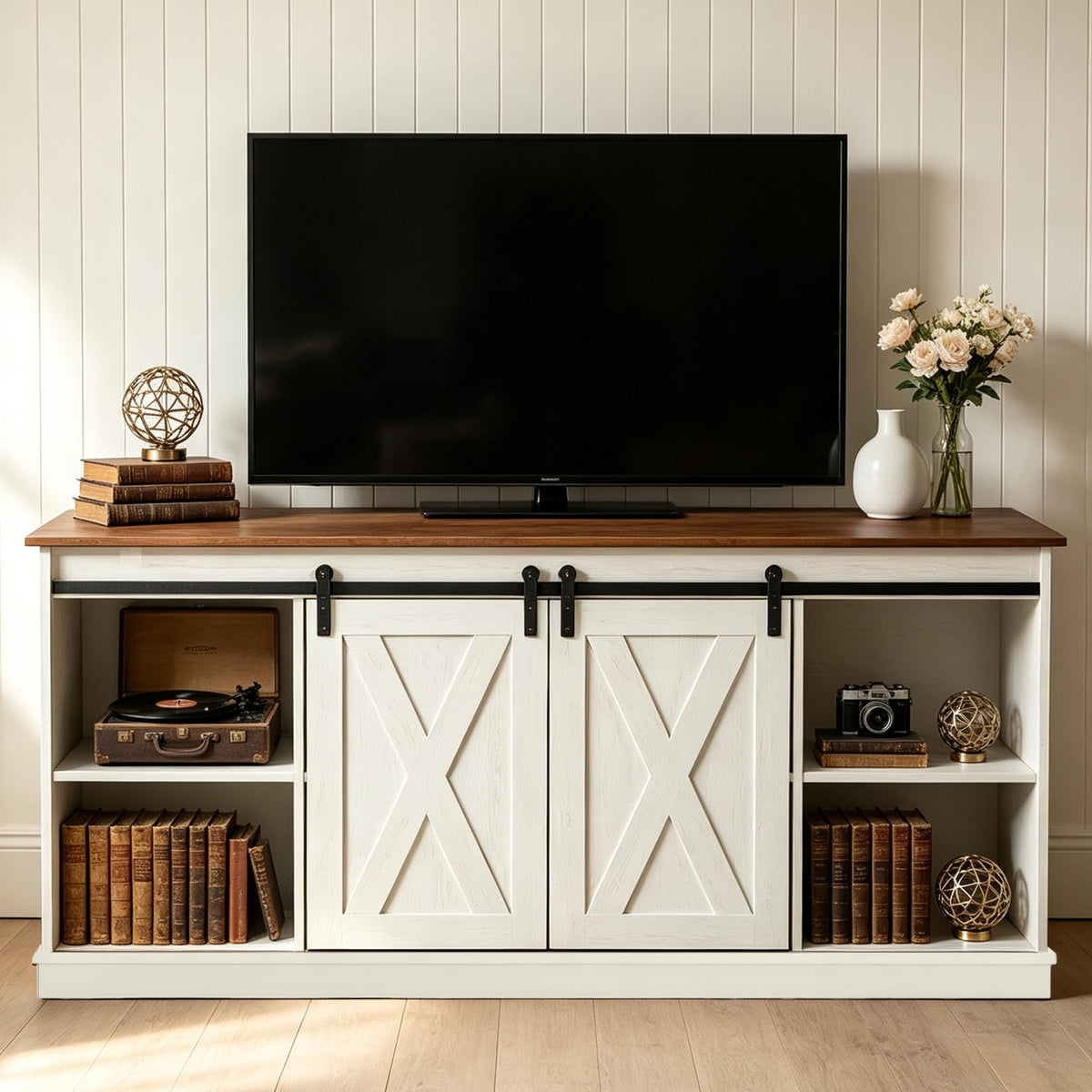 White 65 Inch Wood TV Stand E70815