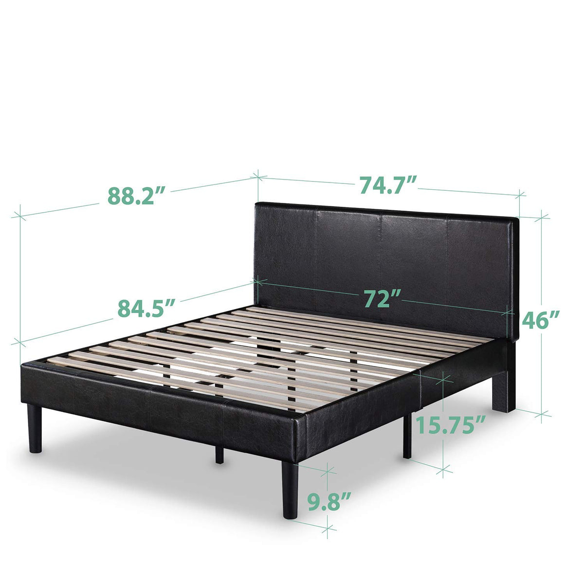 Faux Leather Upholstered Platform Bed Frame California King C786361