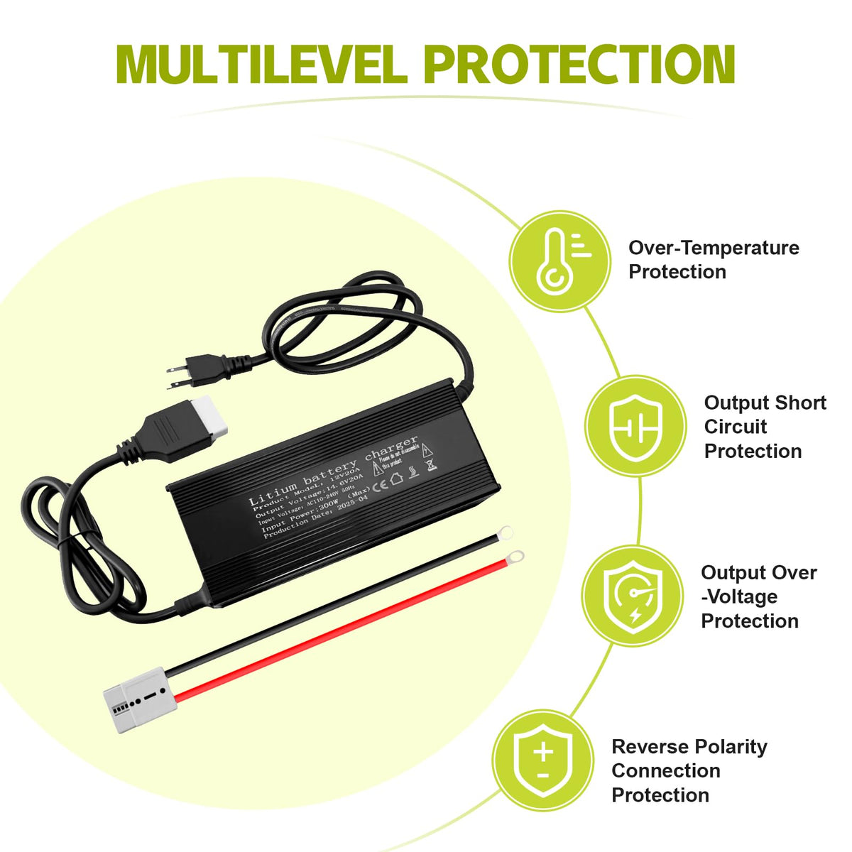 14.6V 20A LiFePO4 Battery Charger with Anderson Connector J2207