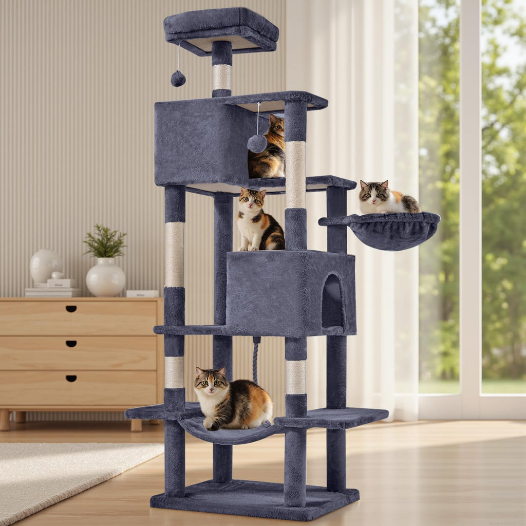 66 Inch Cat Tree Tower with Scratching Posts G61706