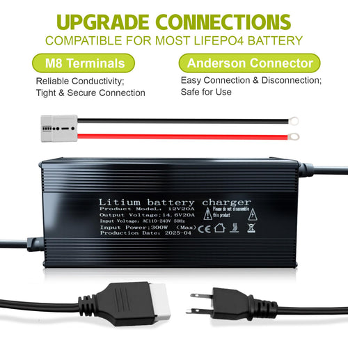 14.6V 20A LiFePO4 Battery Charger with Anderson Connector J2207