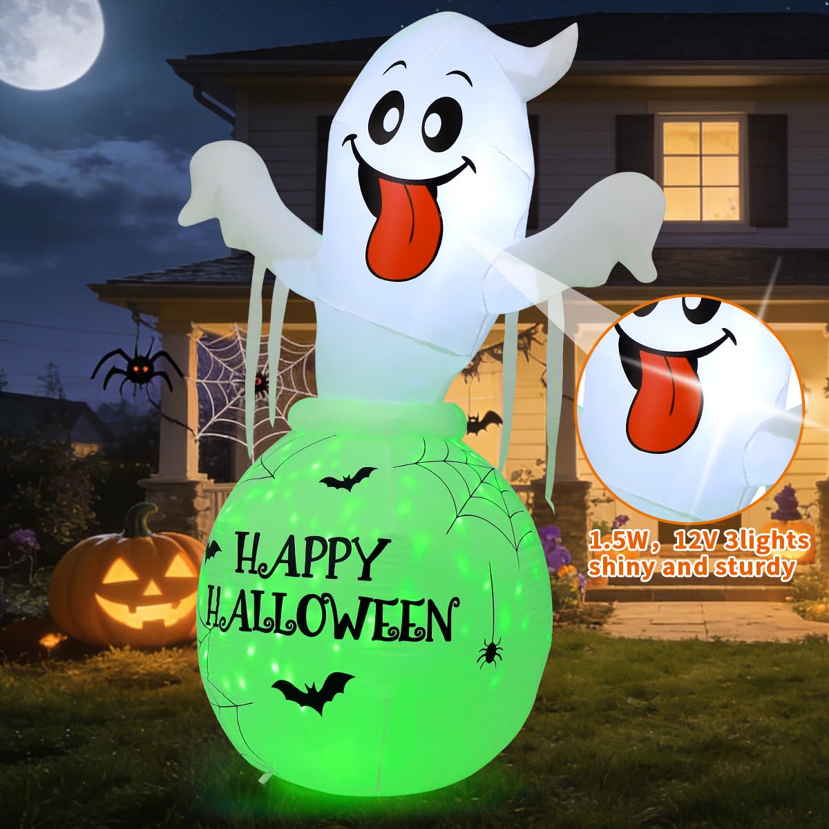 6FT Halloween Inflatables Ghost Yard Decor Q711447