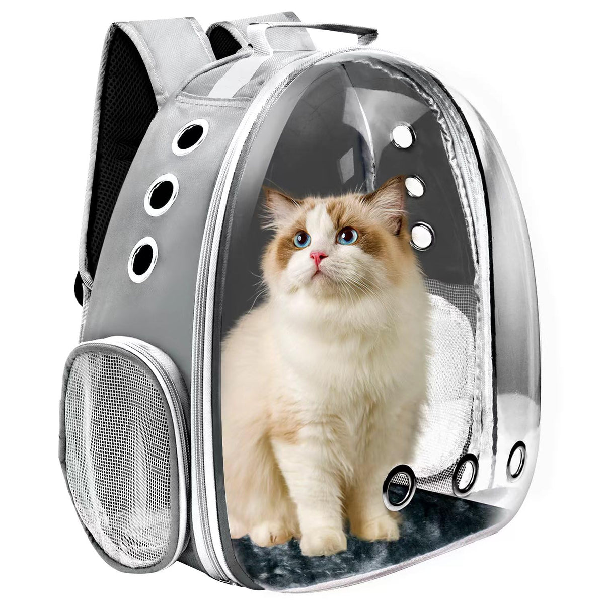 Grey Ventilated Cat Backpack Carrier X6488