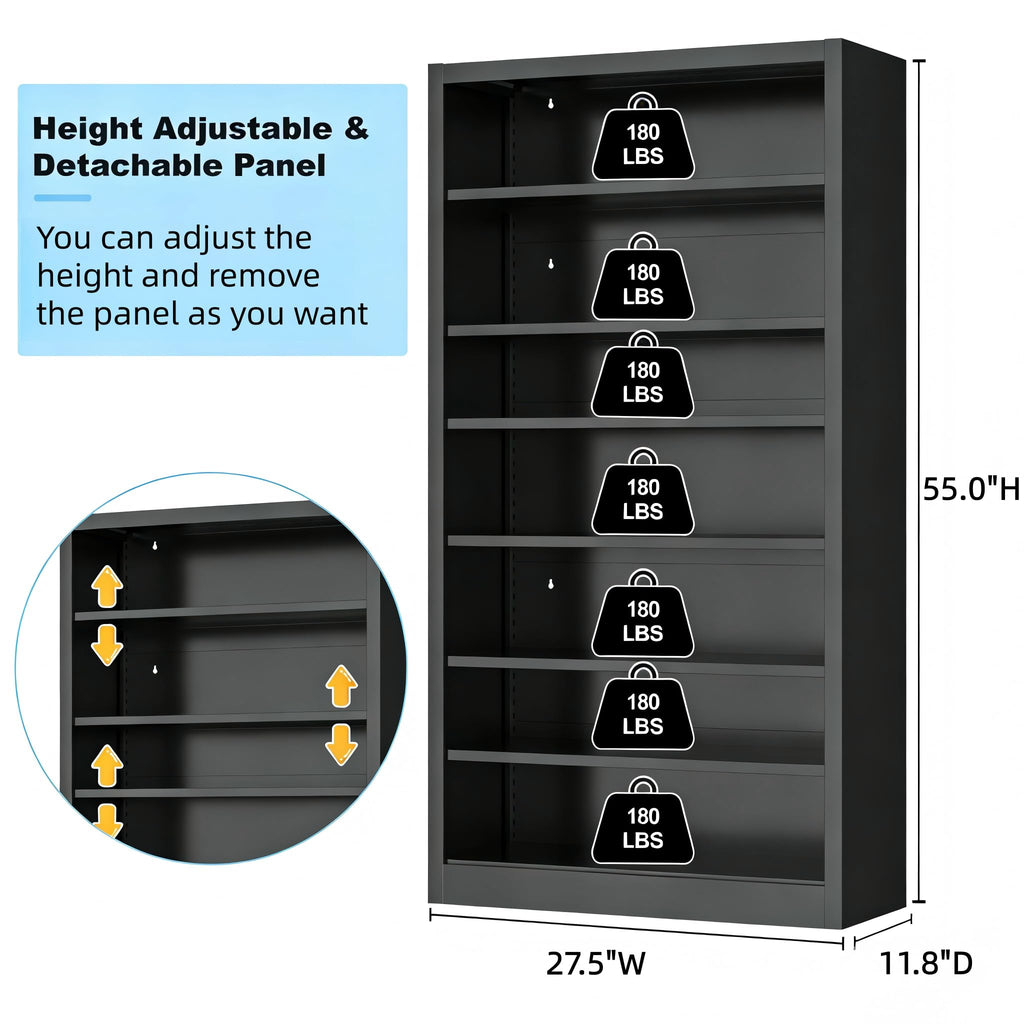 Black 7 Tier Metal Media Storage Cabinet J383302