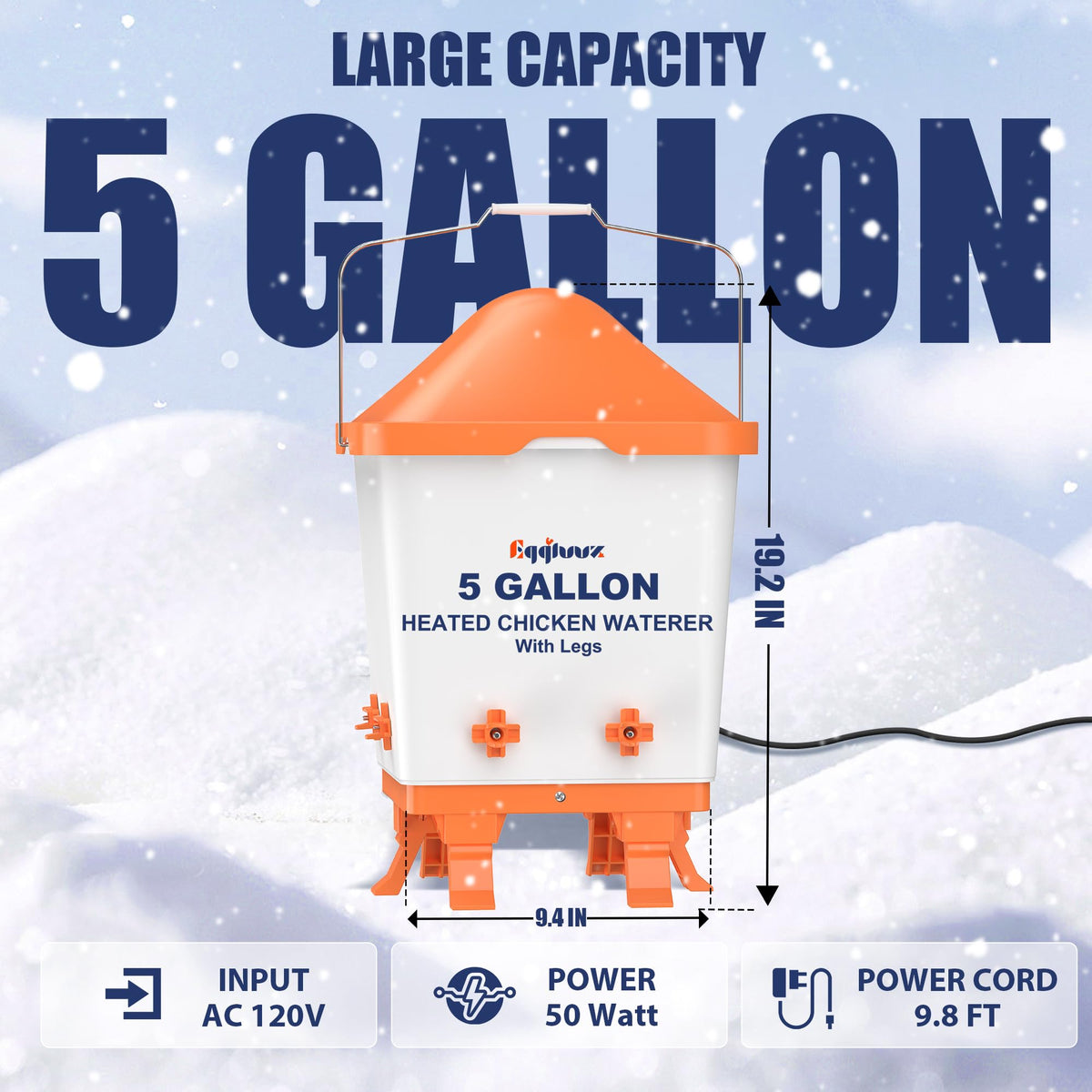 Heated Chicken Waterer 5 Gallon Thermostatically Controlled P7655