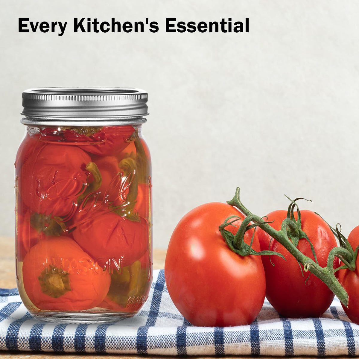 16 oz. Regular Mouth Mason Jars 12 Pack with Airtight Lids and Bands J19793
