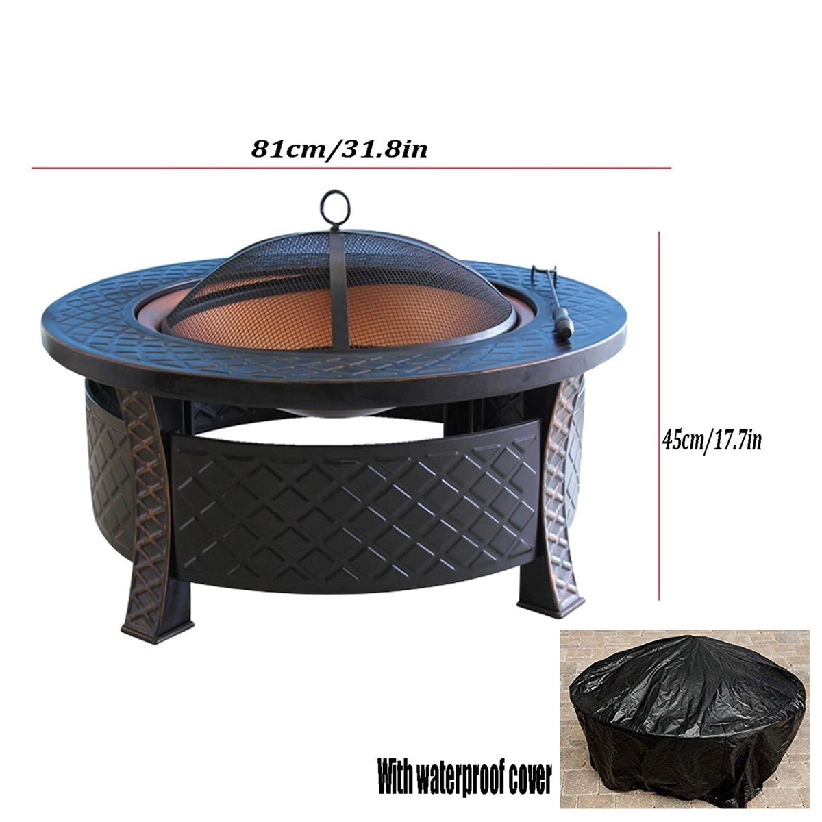 Wood-Burning Fire Pit Bowl with Spark Screen B41880