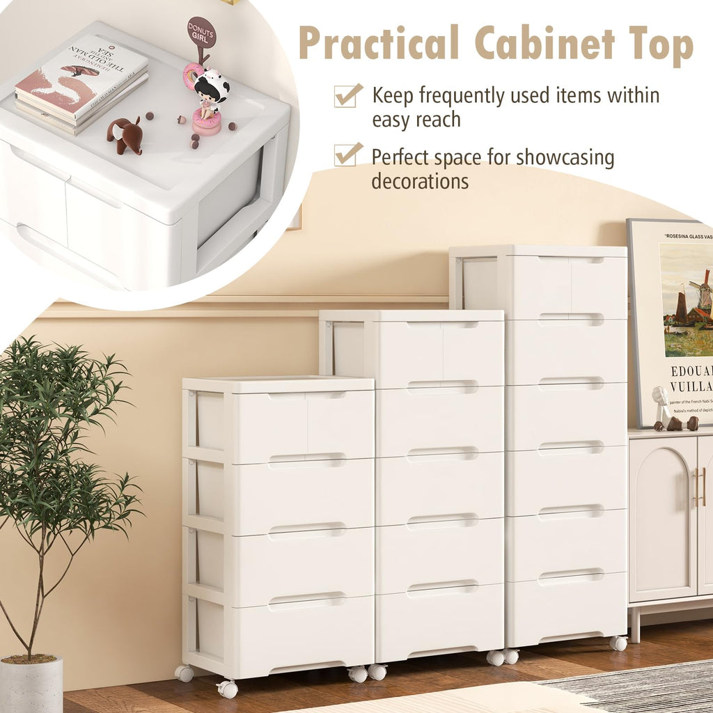 White 5 Drawer Rolling Plastic Storage Cart C691819