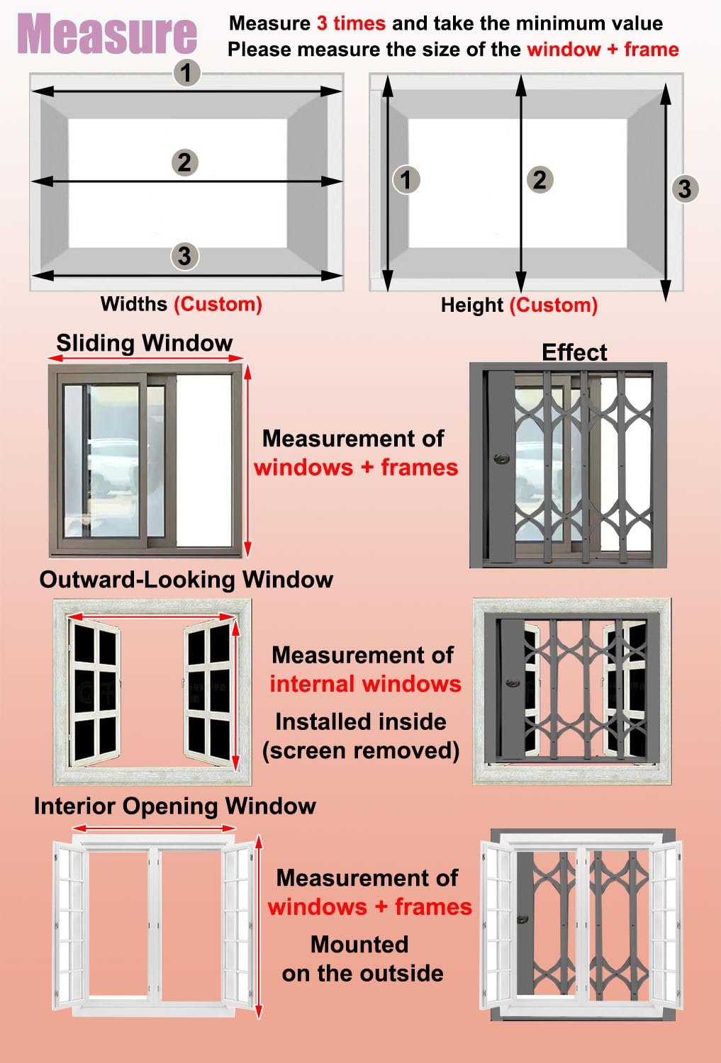 Lockable Folding Aluminum Window Safety Guards, Adjustable Width 24-36 Inch, Black V5122