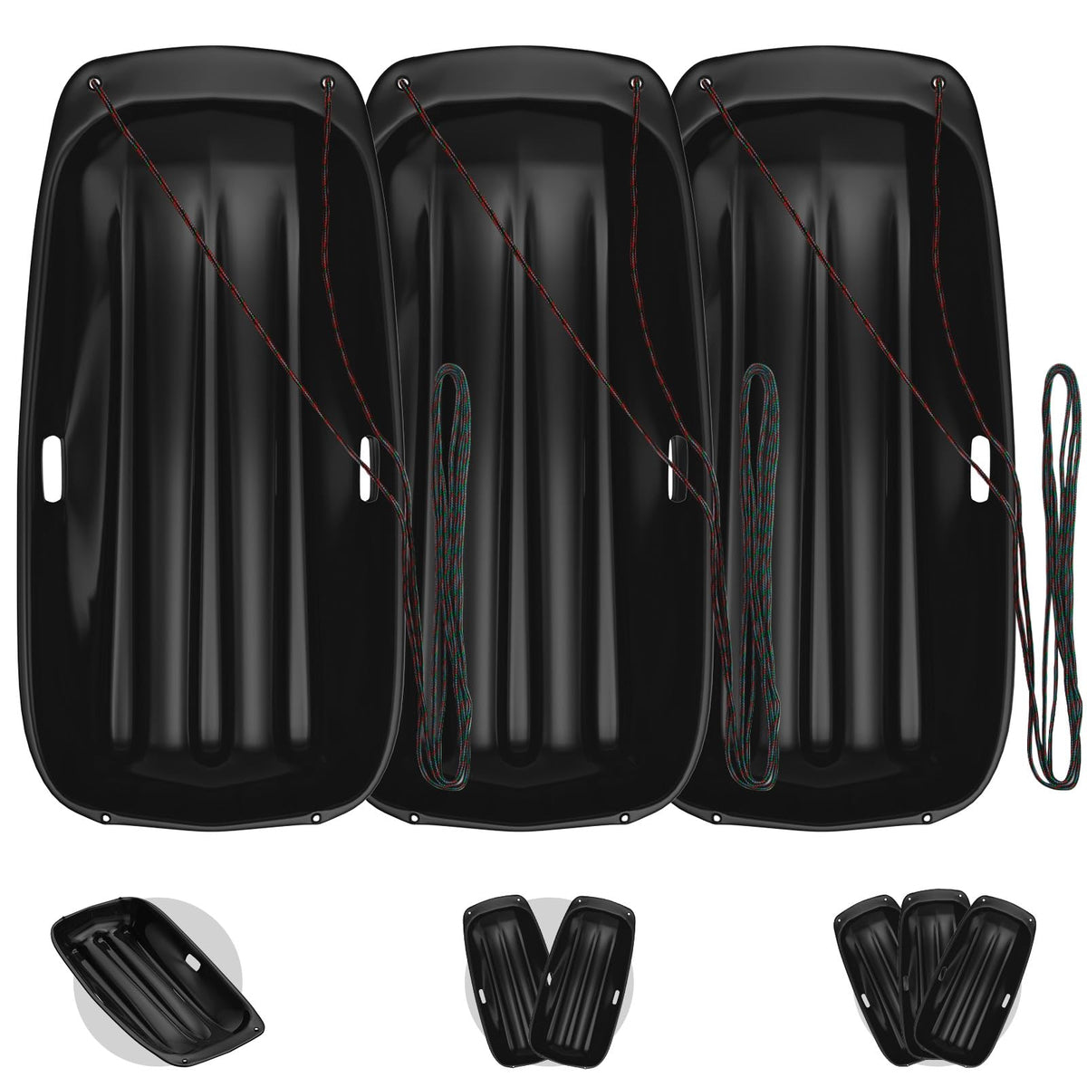 Cold-Resistant Plastic Toboggan Sled with Pull Rope D508