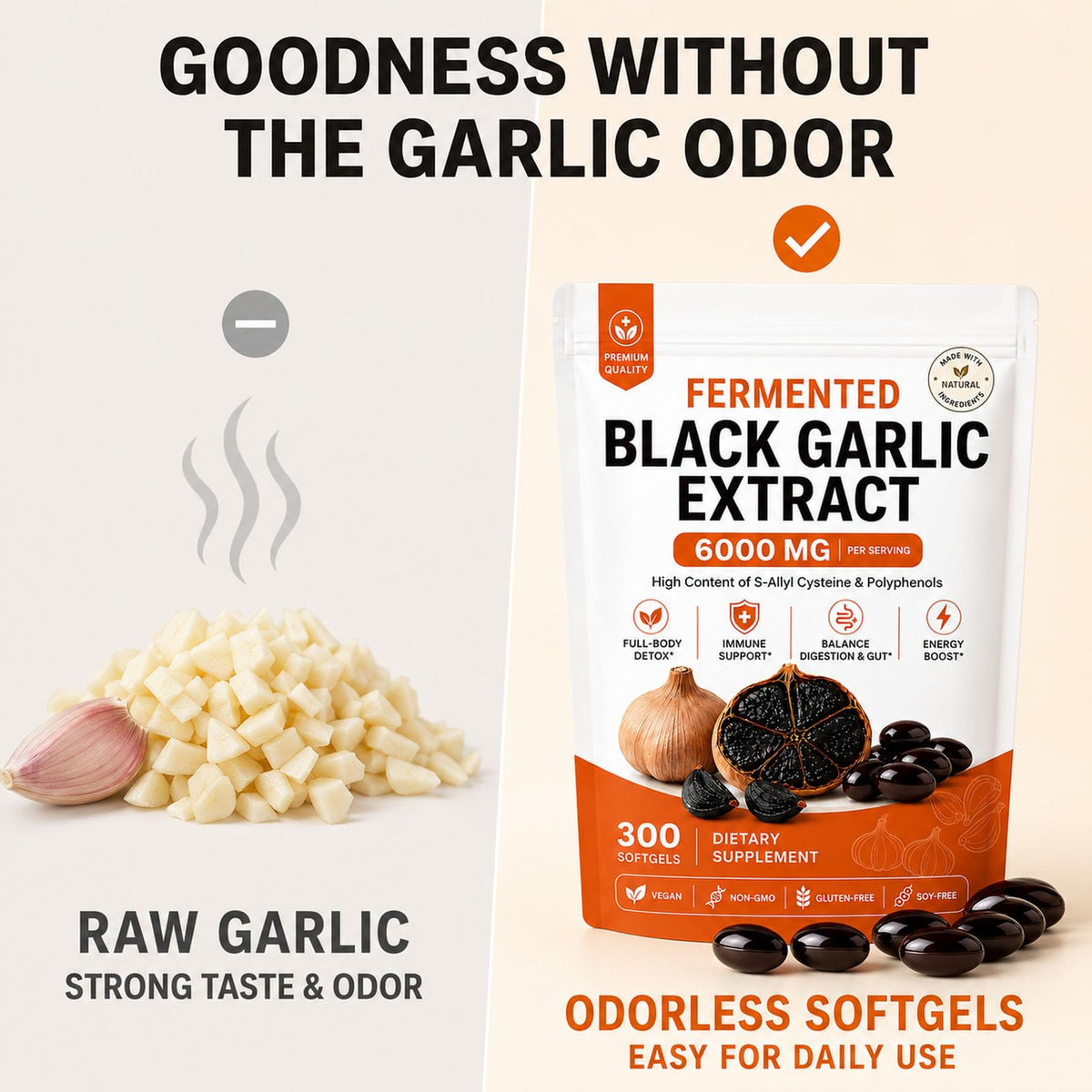 Black Garlic Extract Capsules, 300 Softgels P8144