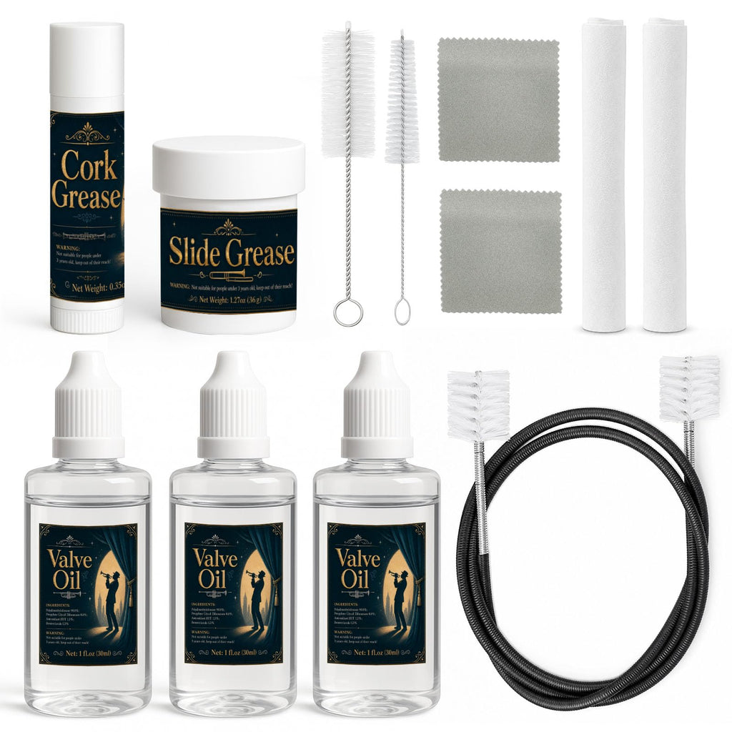 12 Pc Trumpet Cleaning Care Kit with Valve Oil, Grease, Brush H484