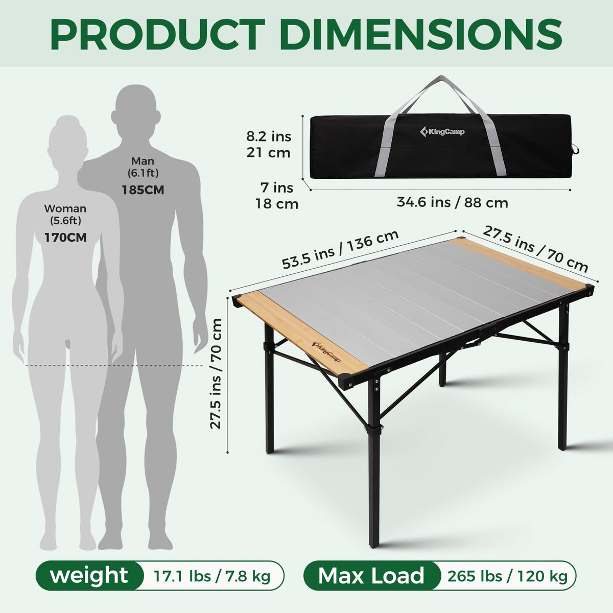 Bamboo Aluminum Camping Table L824981