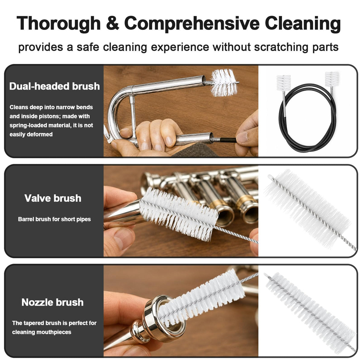 12 Pc Trumpet Cleaning Care Kit with Valve Oil, Grease, Brush H484