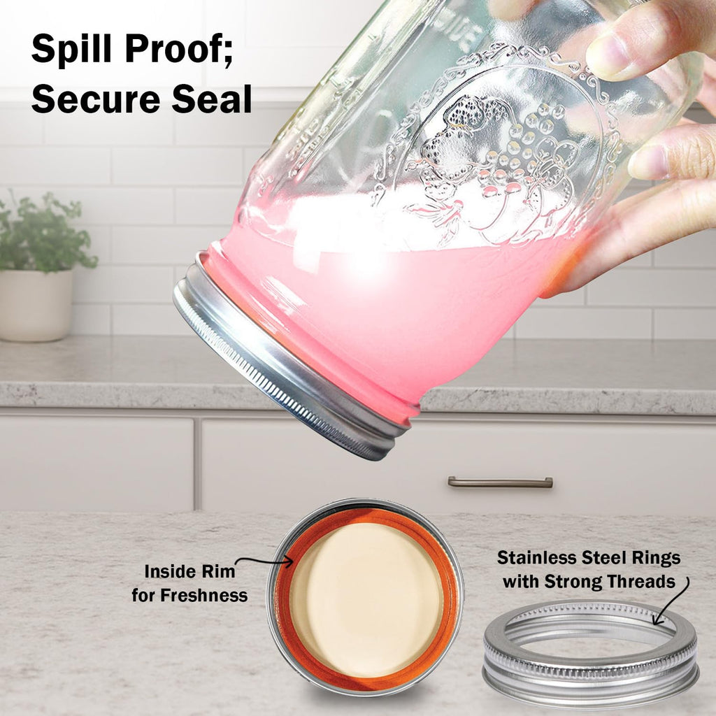 16 oz. Regular Mouth Mason Jars 12 Pack with Airtight Lids and Bands J19793