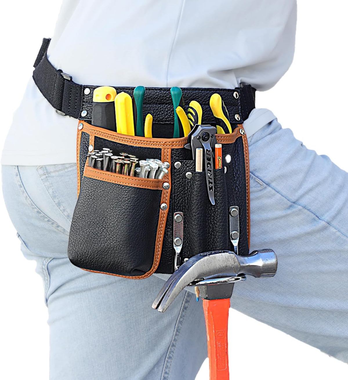 Genuine Leather Adjustable Tool Belt Pouch I6322