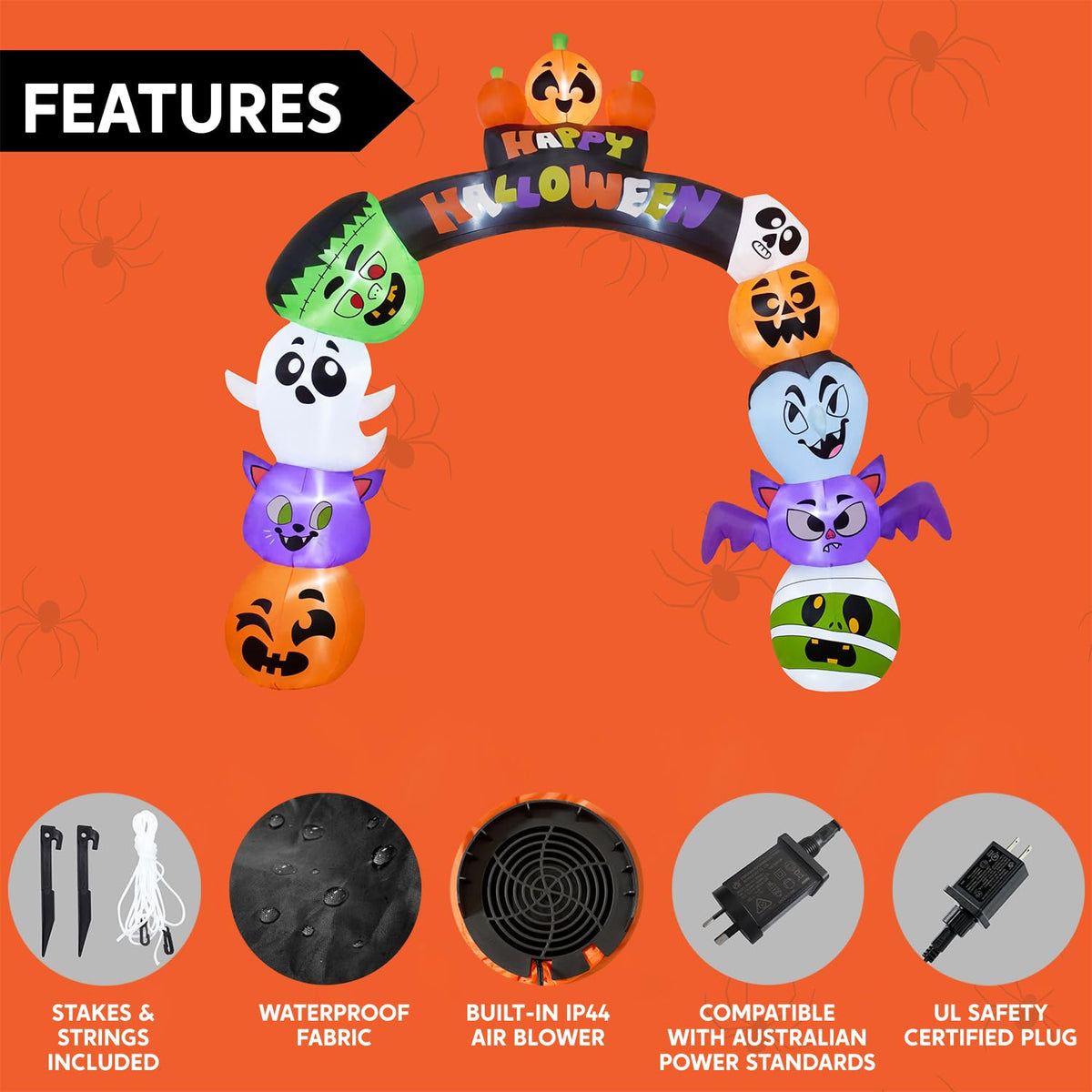 8 FT Halloween Inflatable Pumpkin Archway with LED Lights J4489