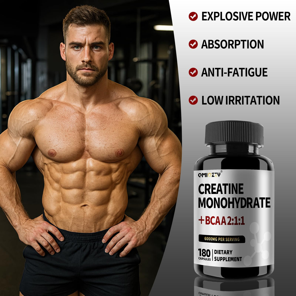Micronized Creatine Monohydrate 6000MG 180 Vegan Capsules Z293