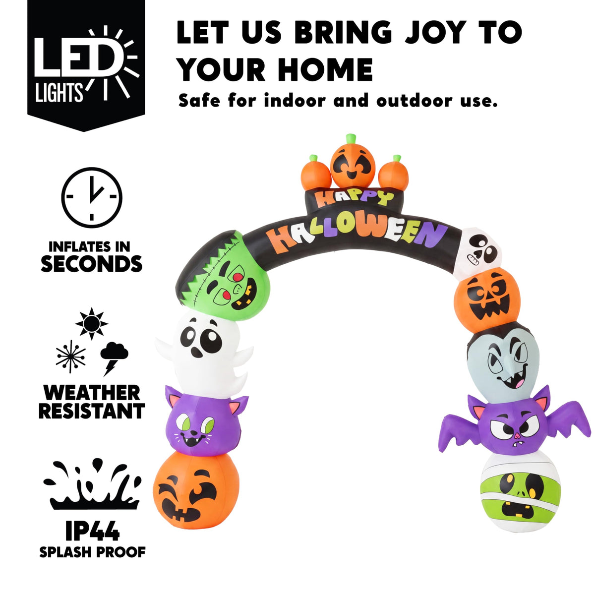 8 FT Halloween Inflatable Pumpkin Archway with LED Lights J4489