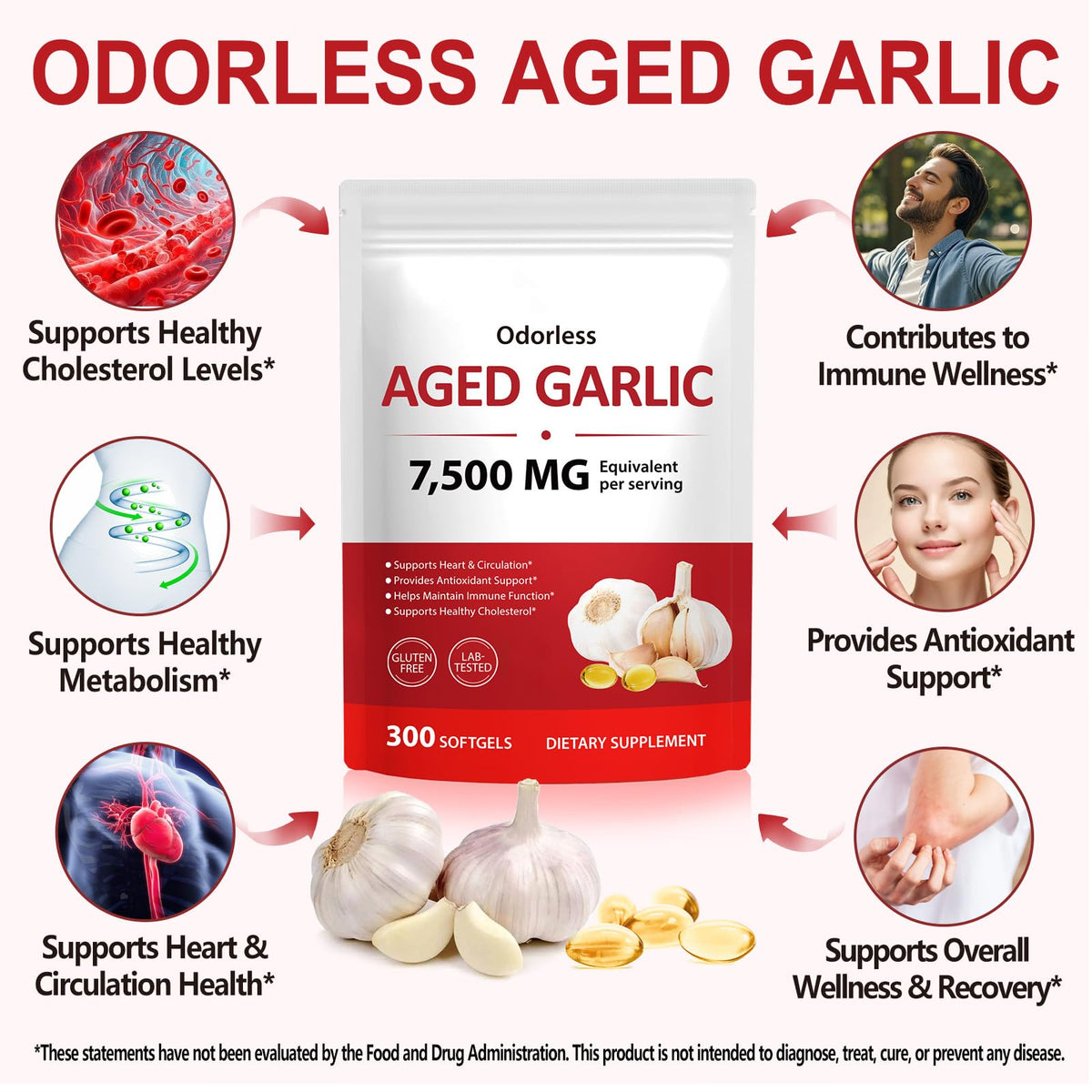 Odorless Garlic Supplement 300 Softgels U512