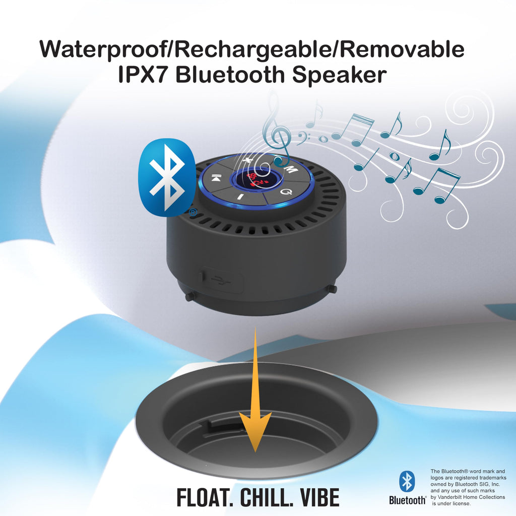 Inflatable Floating Cooler with Lid, Bluetooth Speaker, 6 Cup Holders, 24 Can Capacity R371925